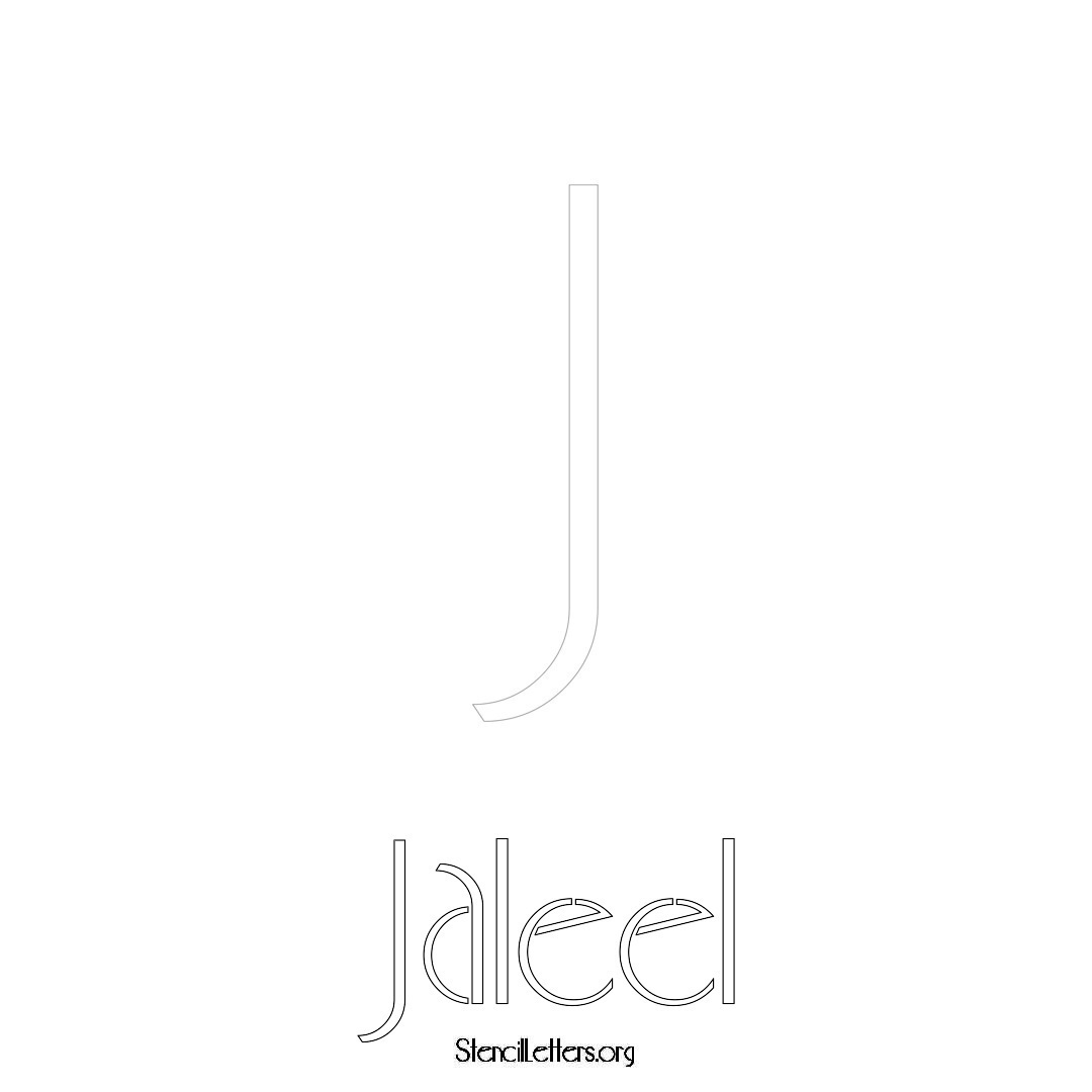 Jaleel printable name initial stencil in Art Deco Lettering
