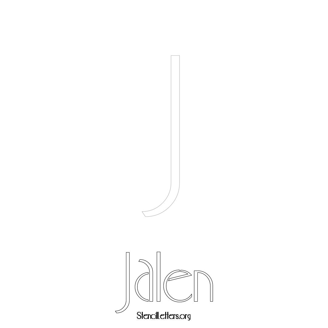 Jalen printable name initial stencil in Art Deco Lettering