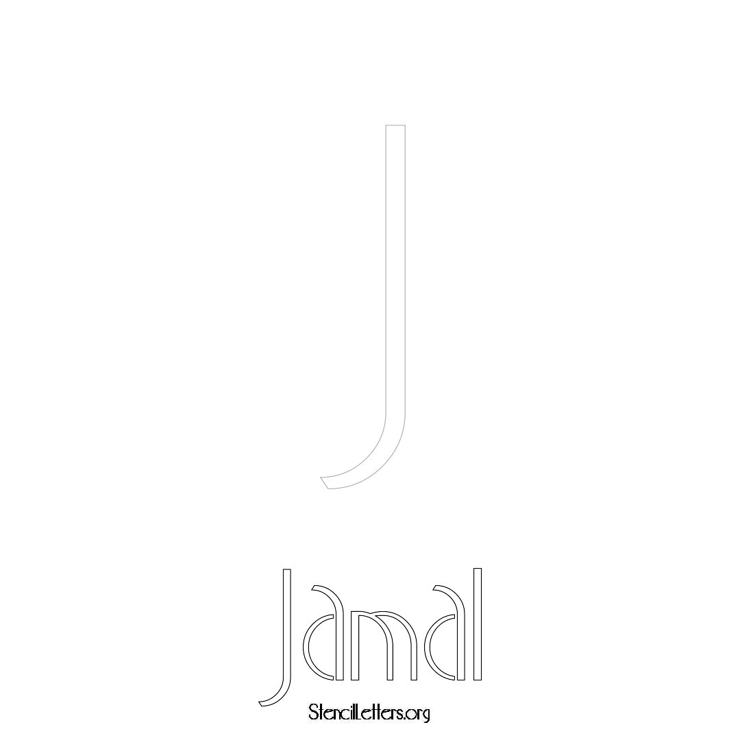 Jamal printable name initial stencil in Art Deco Lettering