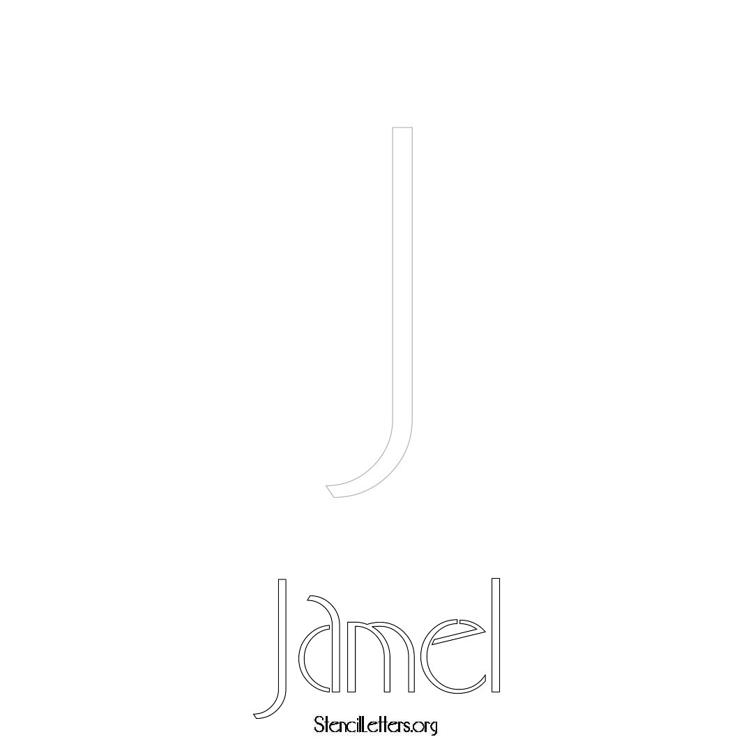 Jamel printable name initial stencil in Art Deco Lettering