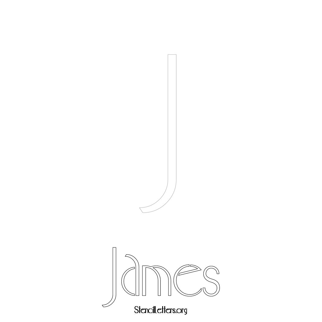 James printable name initial stencil in Art Deco Lettering