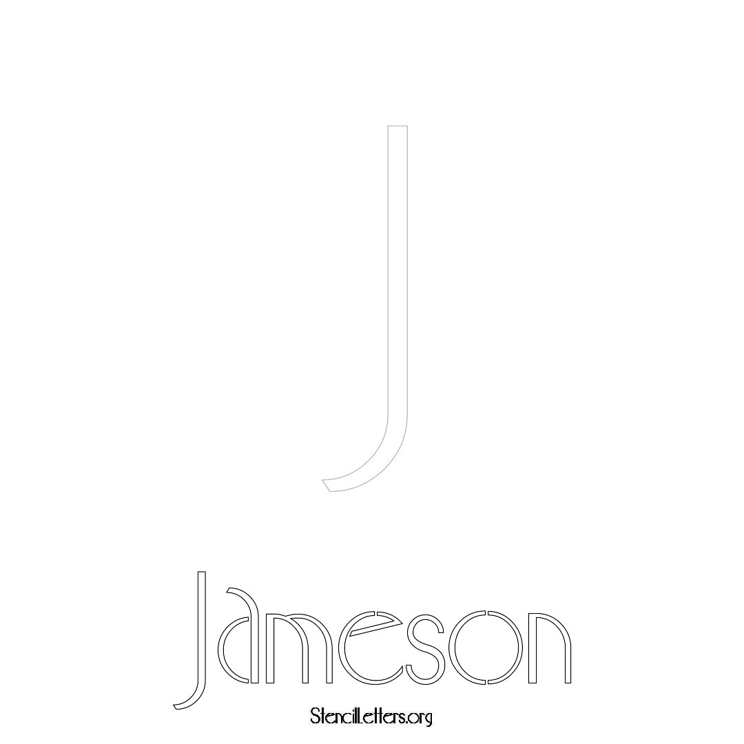 Jameson printable name initial stencil in Art Deco Lettering