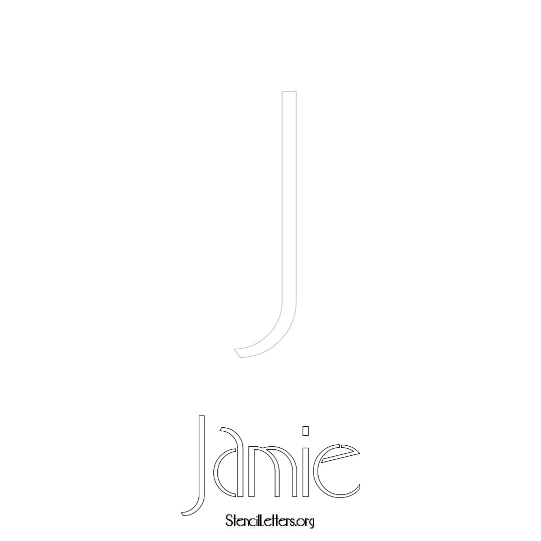 Jamie printable name initial stencil in Art Deco Lettering