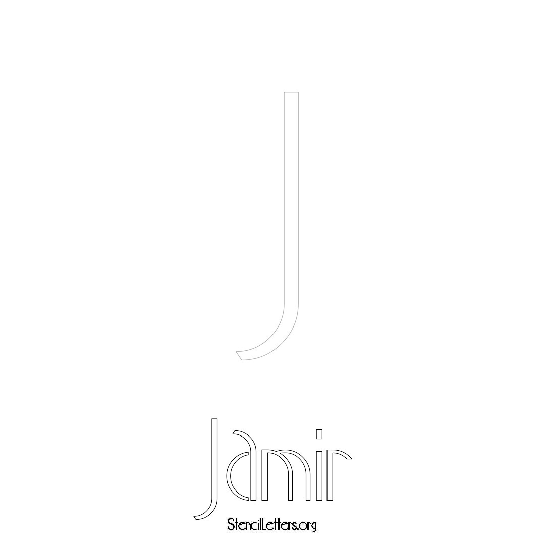 Jamir printable name initial stencil in Art Deco Lettering