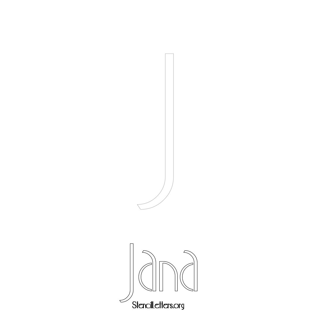 Jana printable name initial stencil in Art Deco Lettering