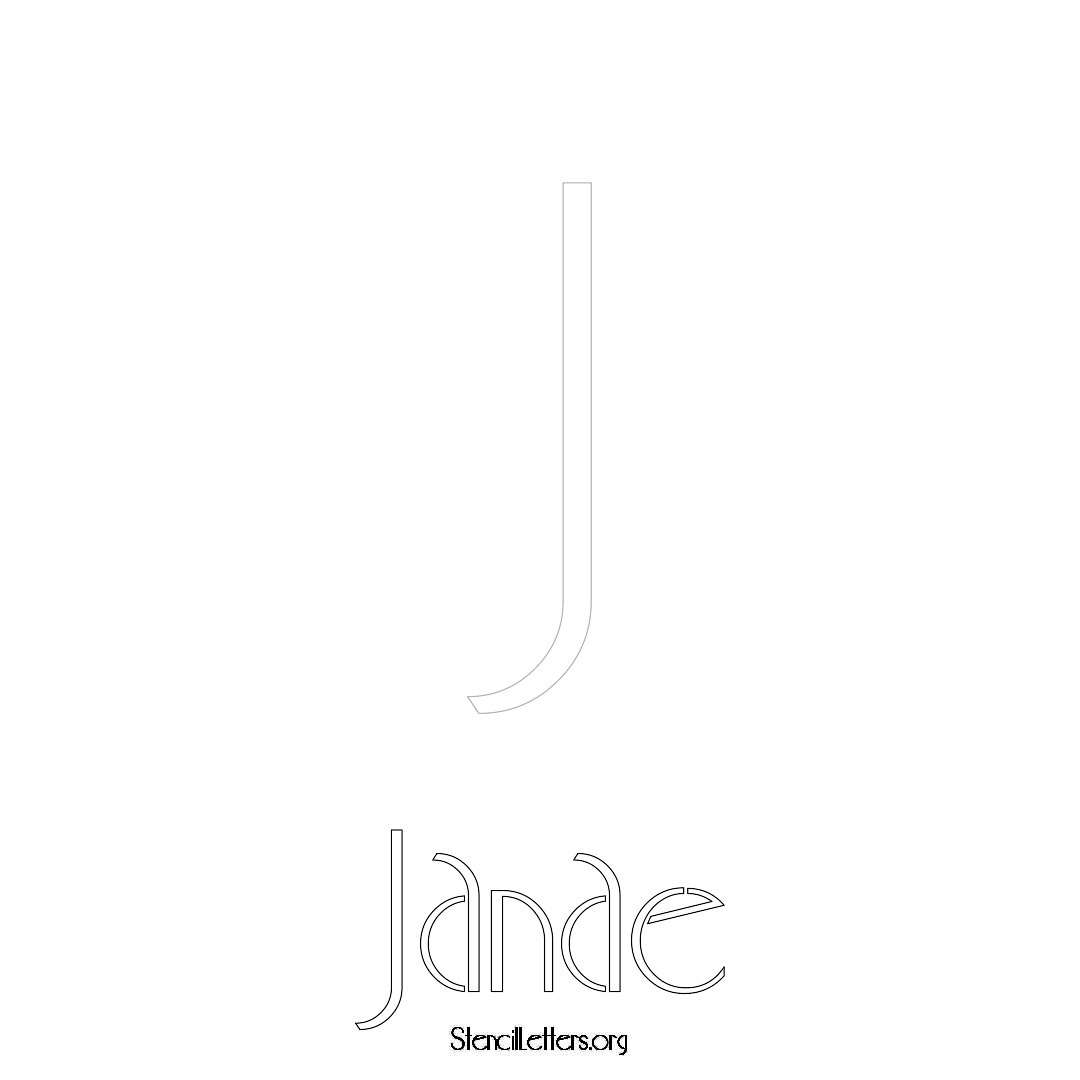 Janae printable name initial stencil in Art Deco Lettering