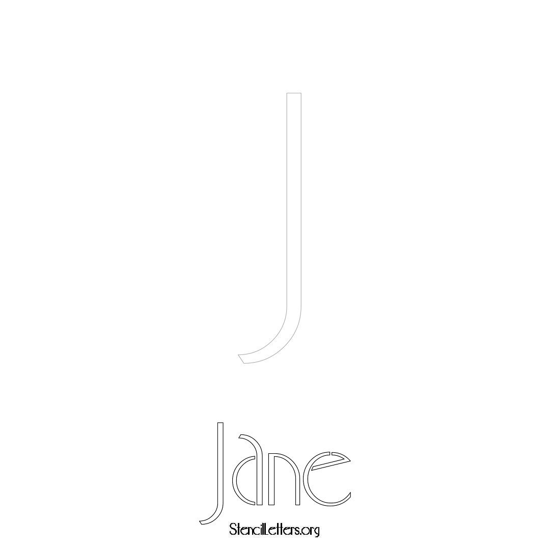 Jane printable name initial stencil in Art Deco Lettering