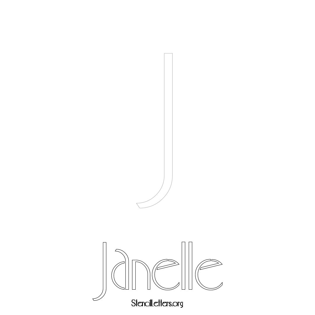 Janelle printable name initial stencil in Art Deco Lettering