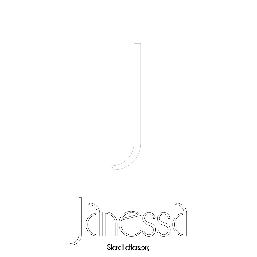 Janessa printable name initial stencil in Art Deco Lettering
