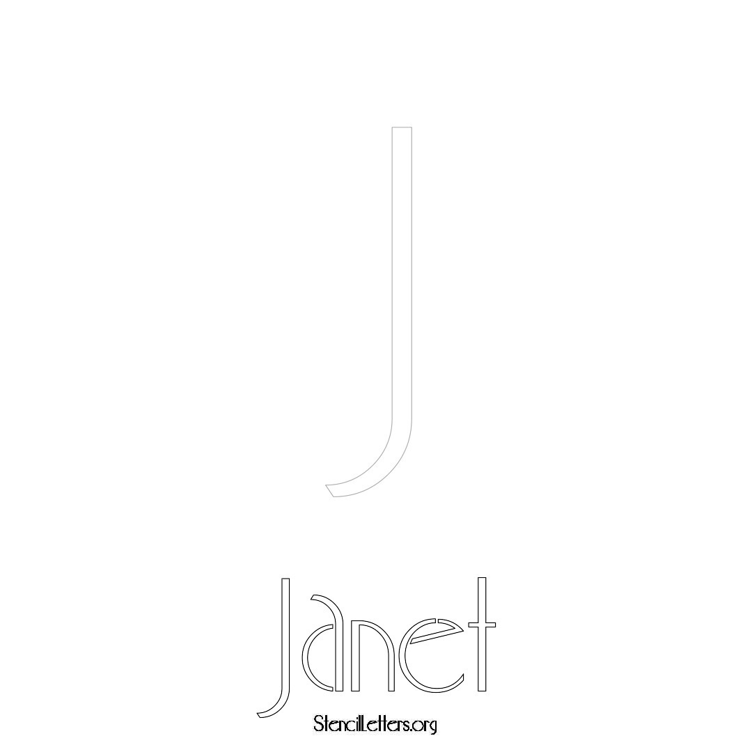 Janet printable name initial stencil in Art Deco Lettering