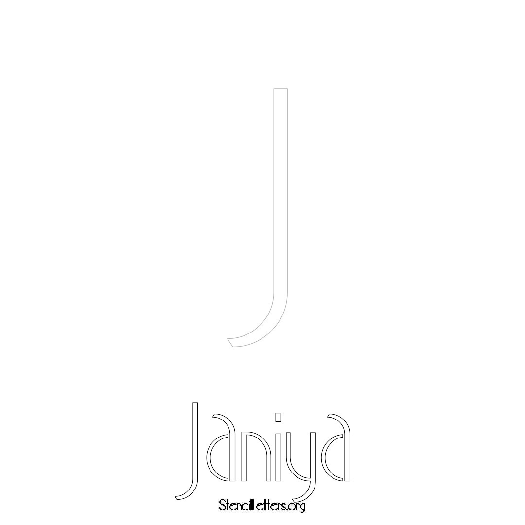 Janiya printable name initial stencil in Art Deco Lettering