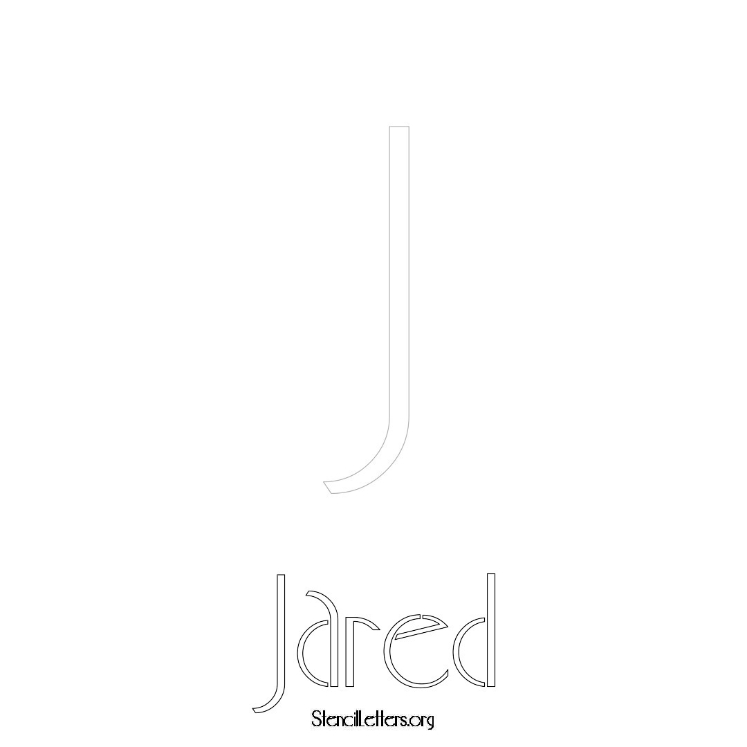 Jared printable name initial stencil in Art Deco Lettering