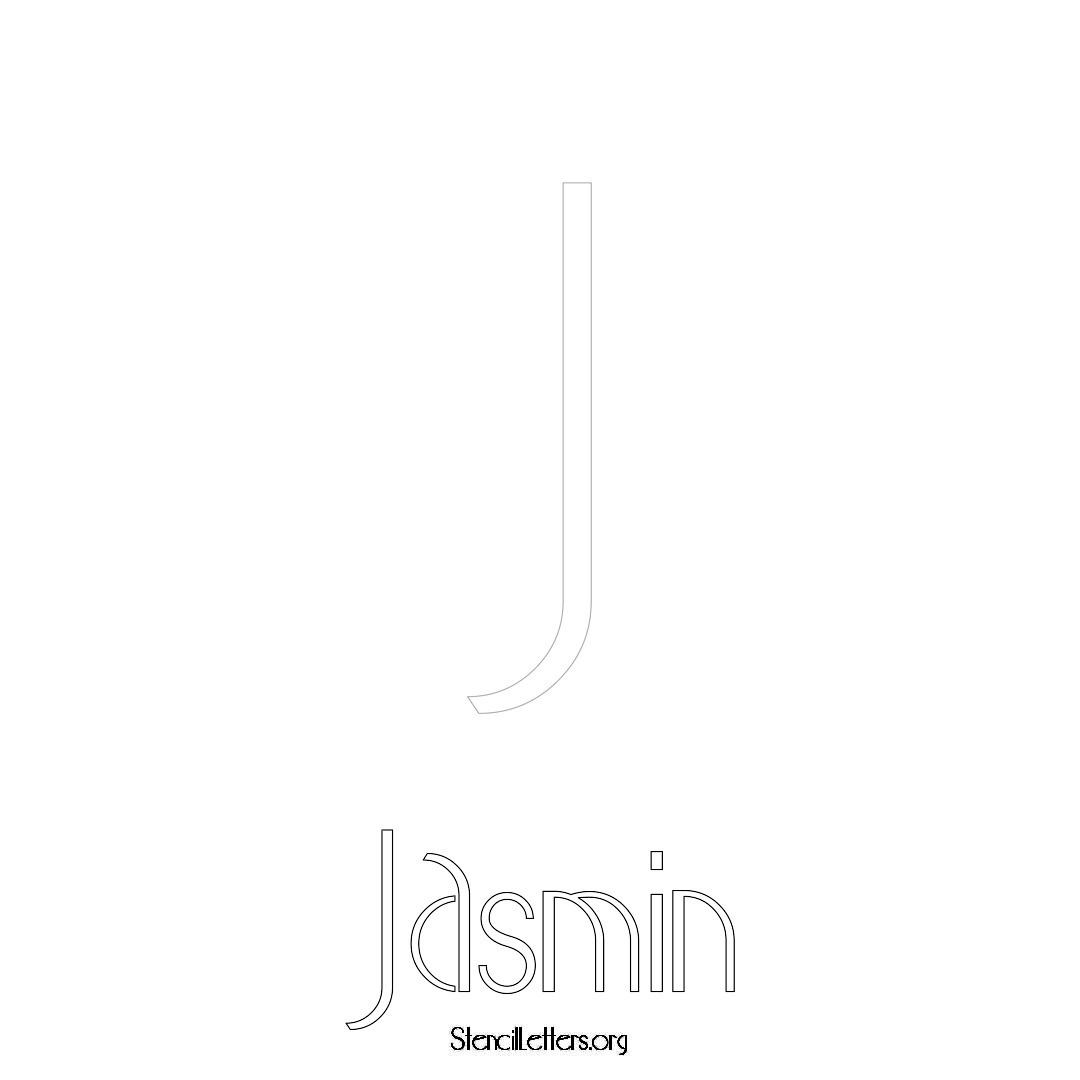 Jasmin printable name initial stencil in Art Deco Lettering