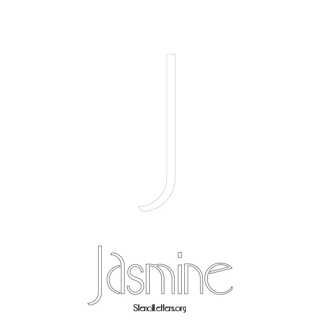 Jasmine printable name initial stencil in Art Deco Lettering