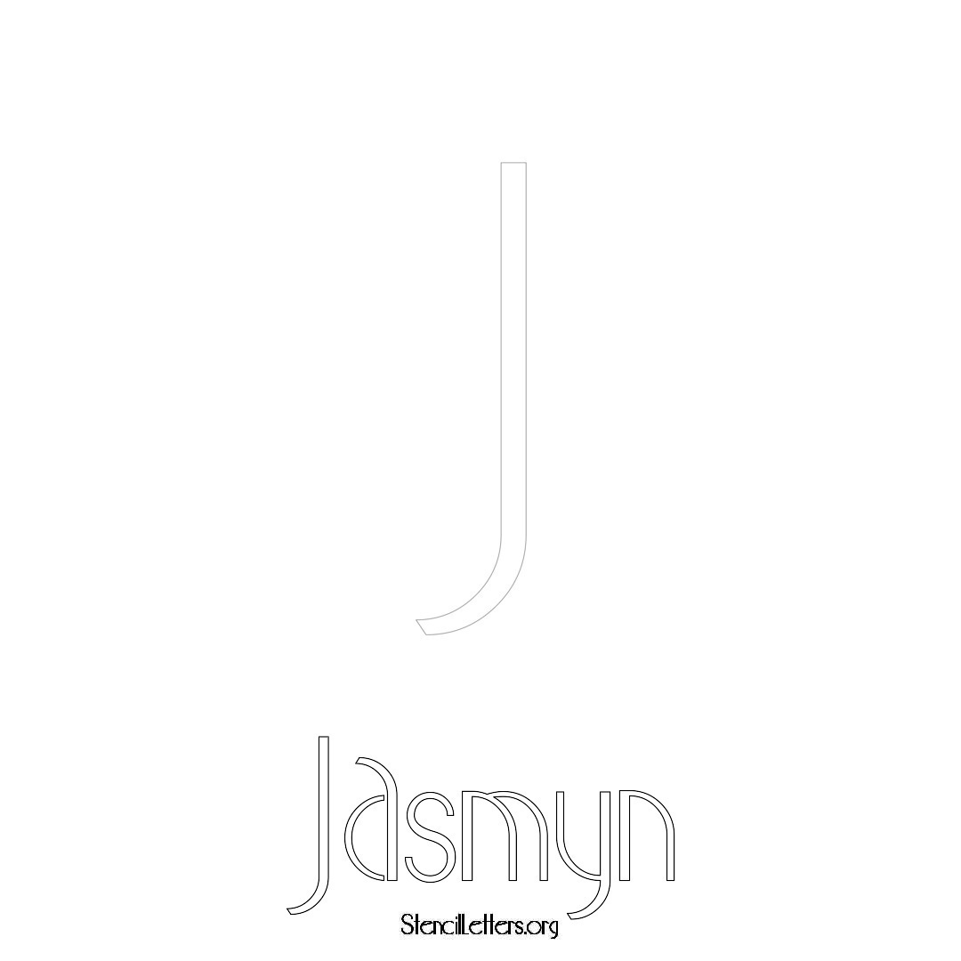 Jasmyn printable name initial stencil in Art Deco Lettering