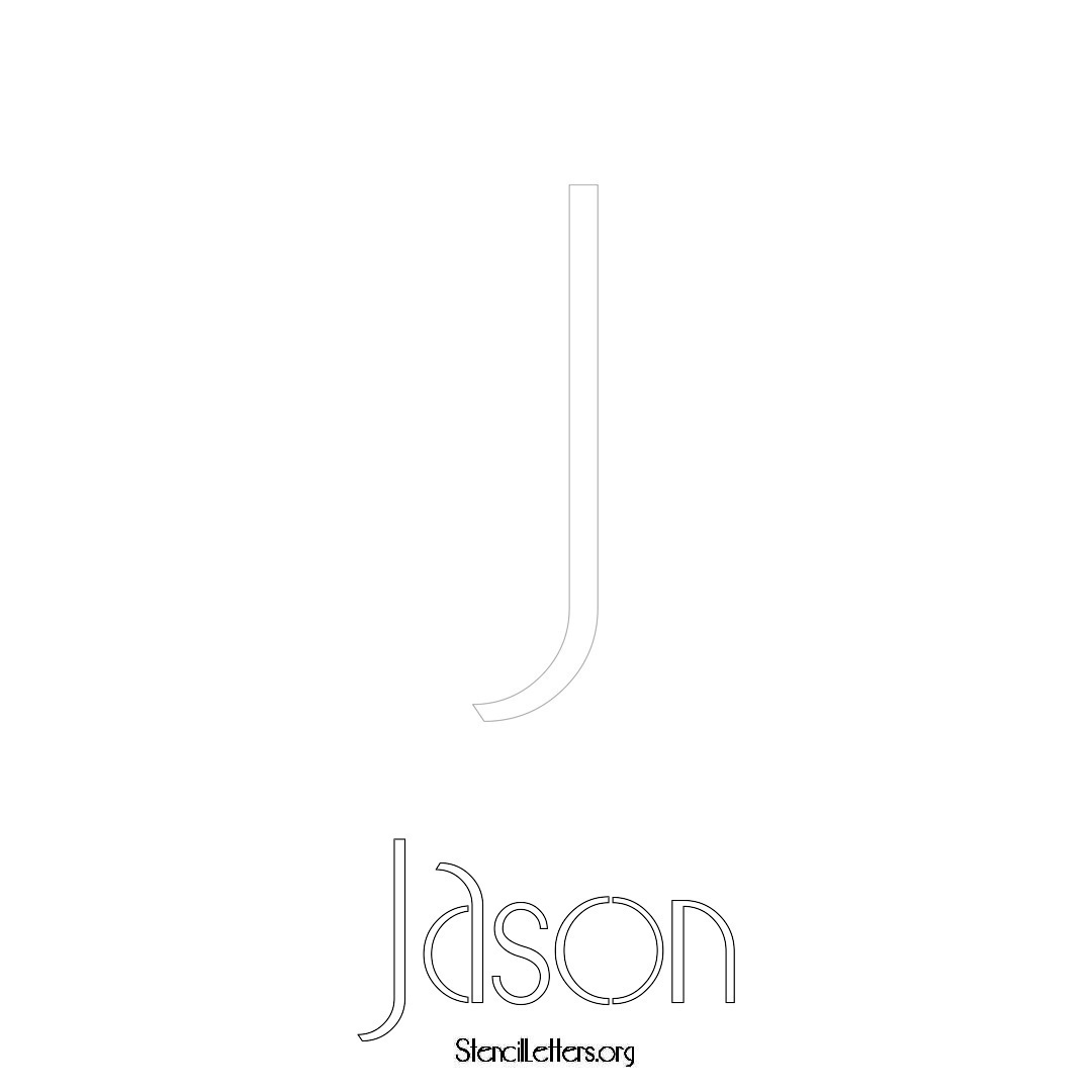 Jason printable name initial stencil in Art Deco Lettering