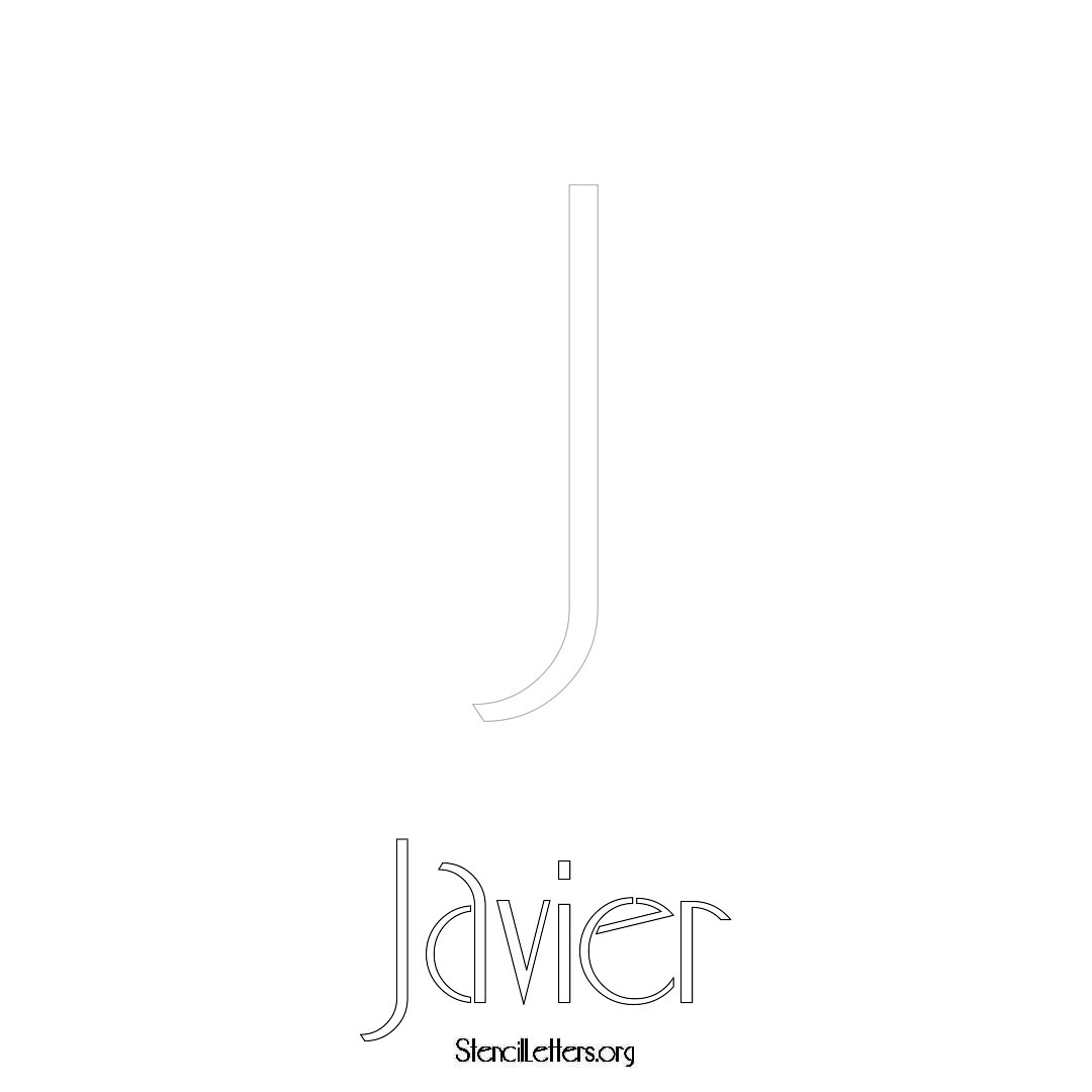 Javier printable name initial stencil in Art Deco Lettering