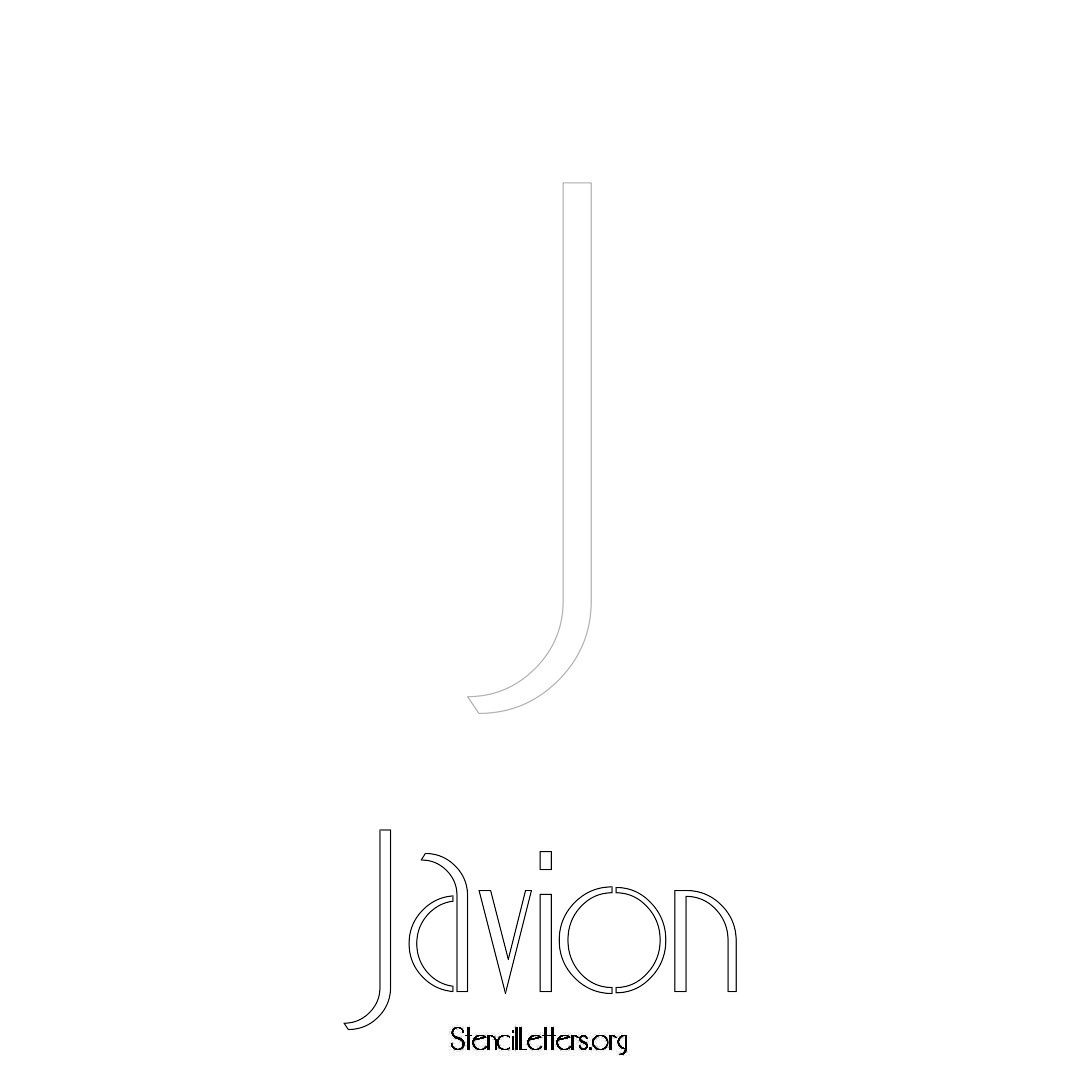 Javion printable name initial stencil in Art Deco Lettering