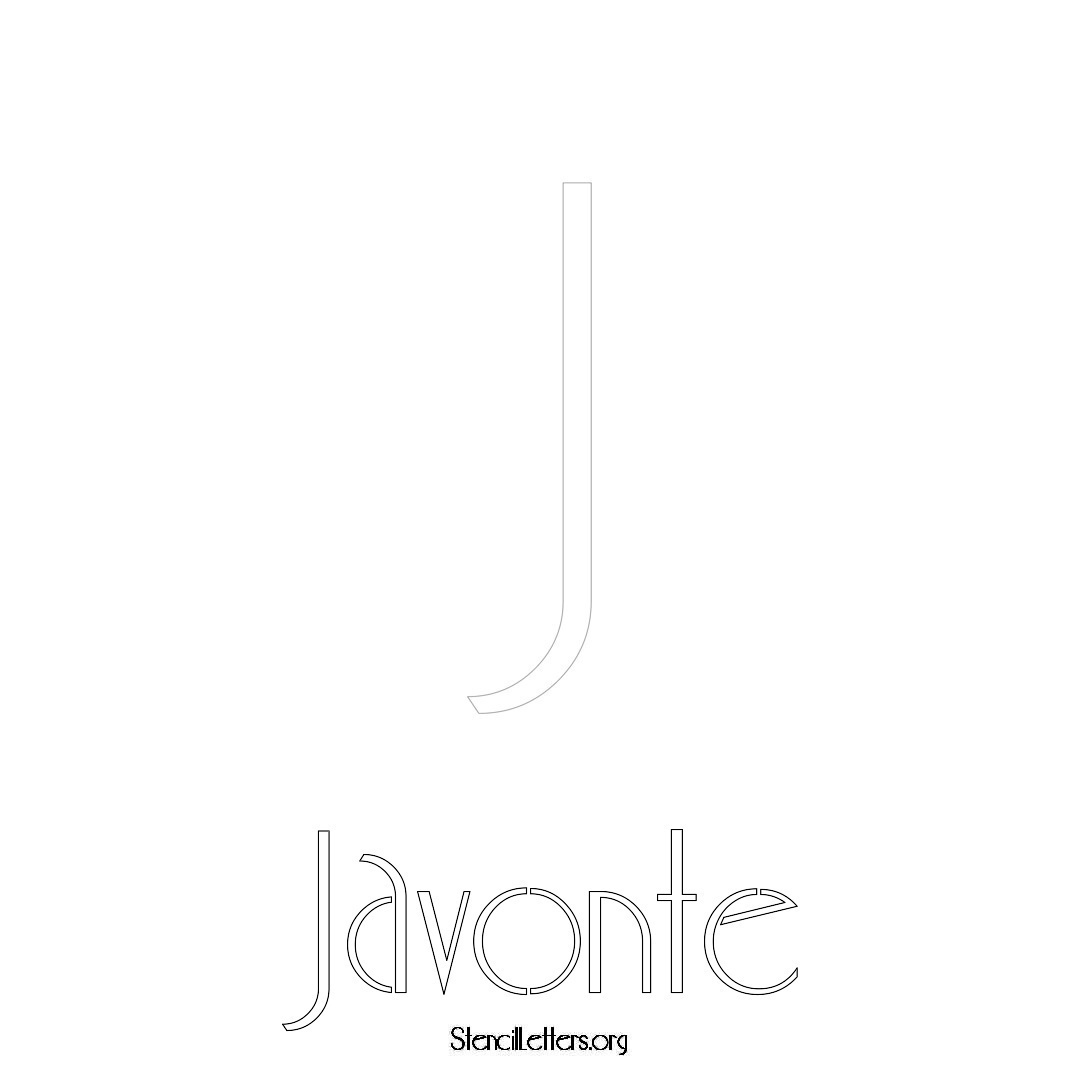 Javonte printable name initial stencil in Art Deco Lettering
