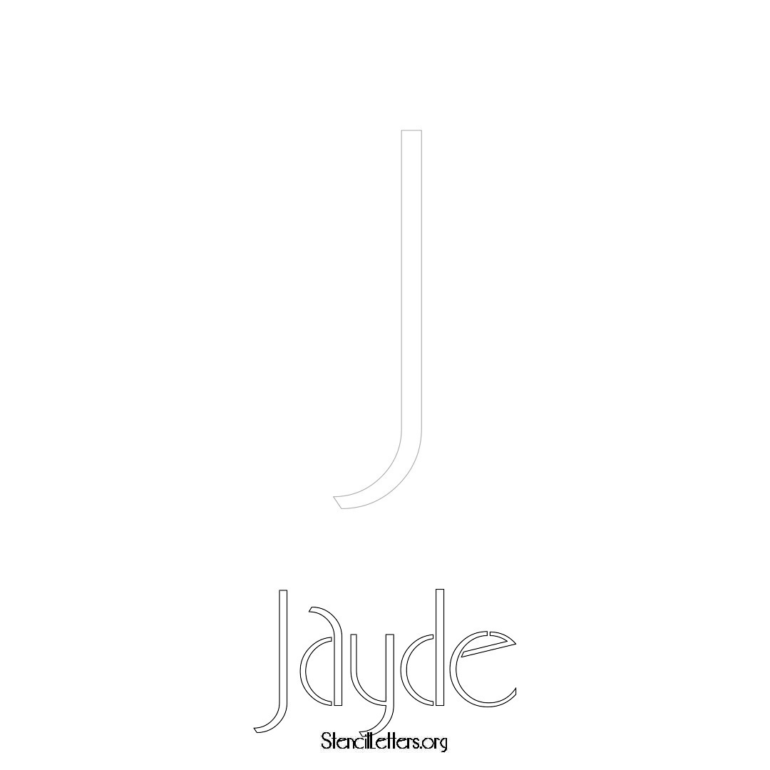 Jayde printable name initial stencil in Art Deco Lettering