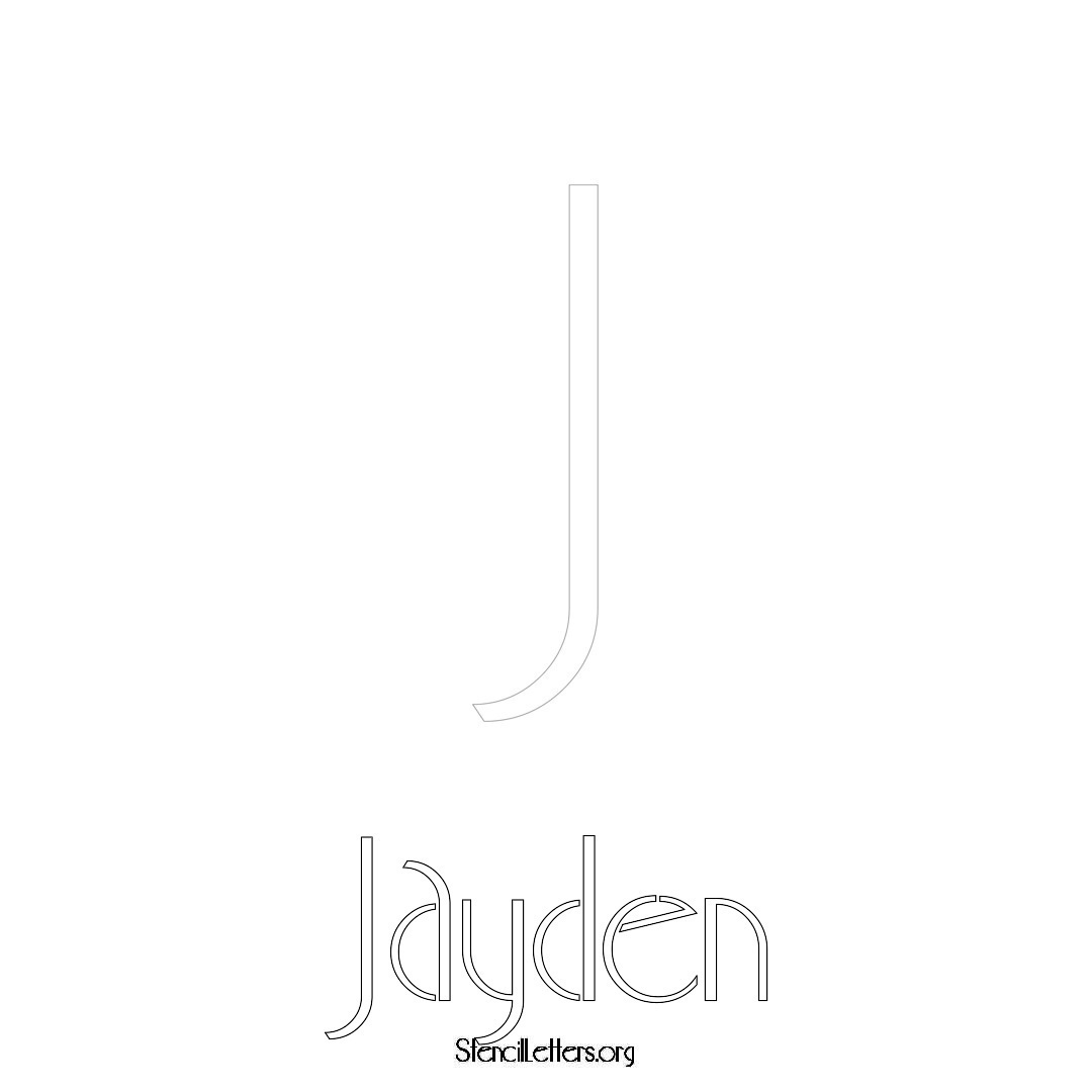 Jayden printable name initial stencil in Art Deco Lettering