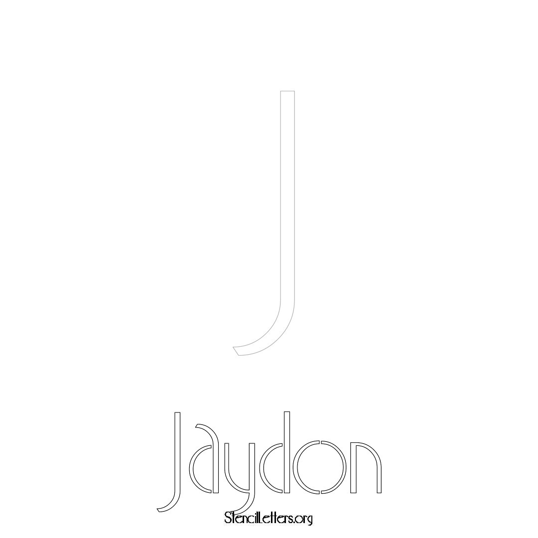 Jaydon printable name initial stencil in Art Deco Lettering