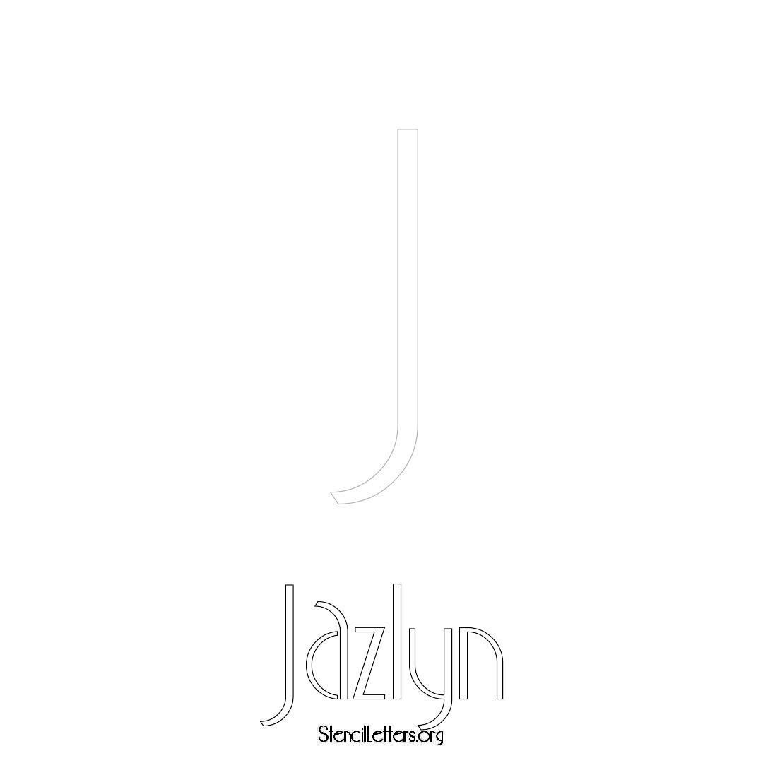 Jazlyn printable name initial stencil in Art Deco Lettering