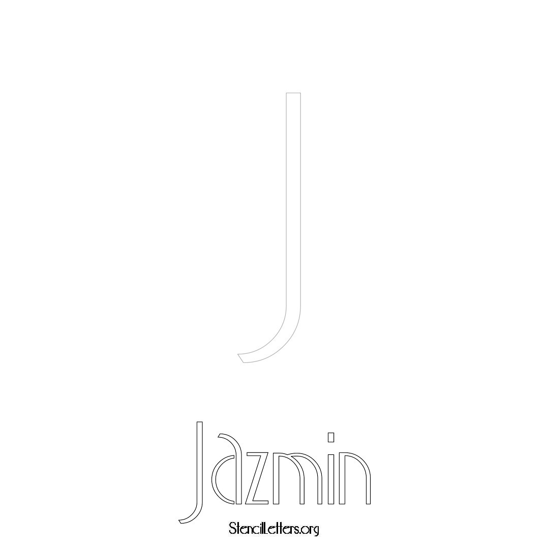 Jazmin printable name initial stencil in Art Deco Lettering