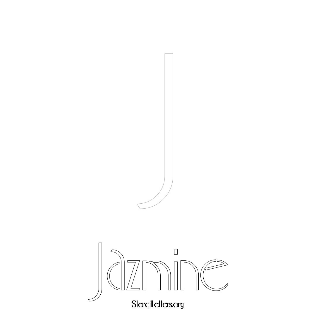 Jazmine printable name initial stencil in Art Deco Lettering