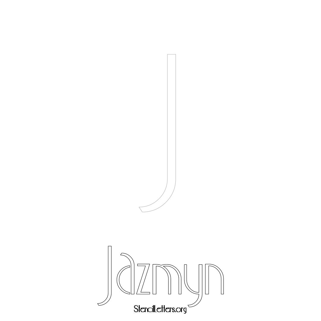 Jazmyn printable name initial stencil in Art Deco Lettering