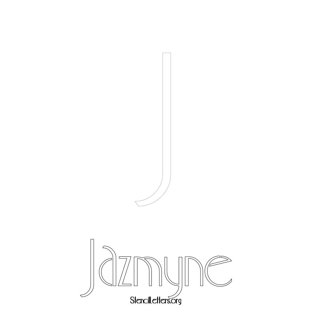 Jazmyne printable name initial stencil in Art Deco Lettering