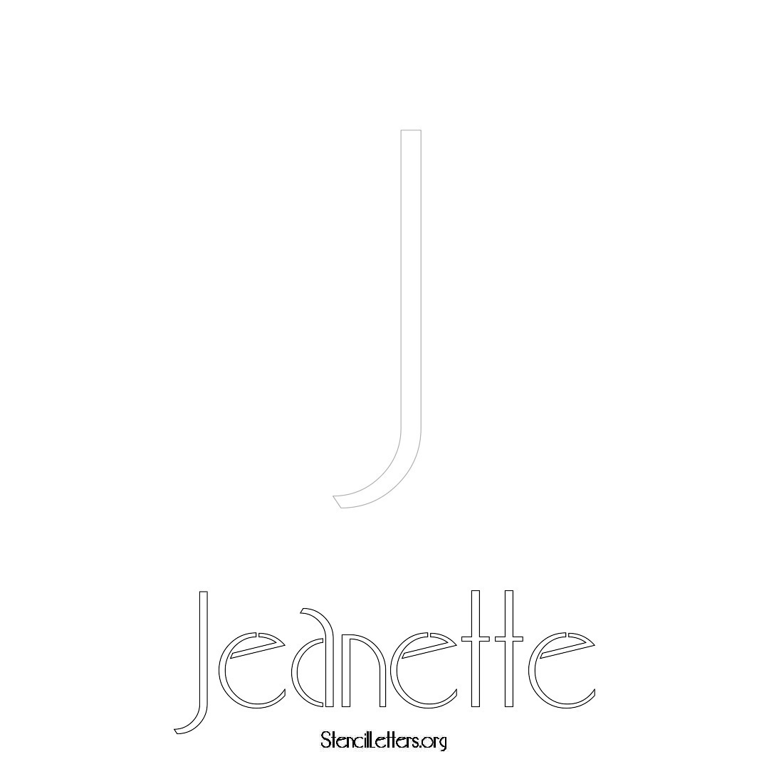 Jeanette printable name initial stencil in Art Deco Lettering