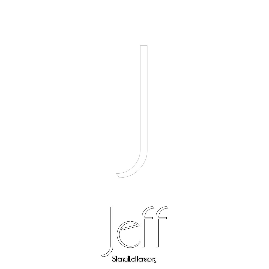 Jeff printable name initial stencil in Art Deco Lettering