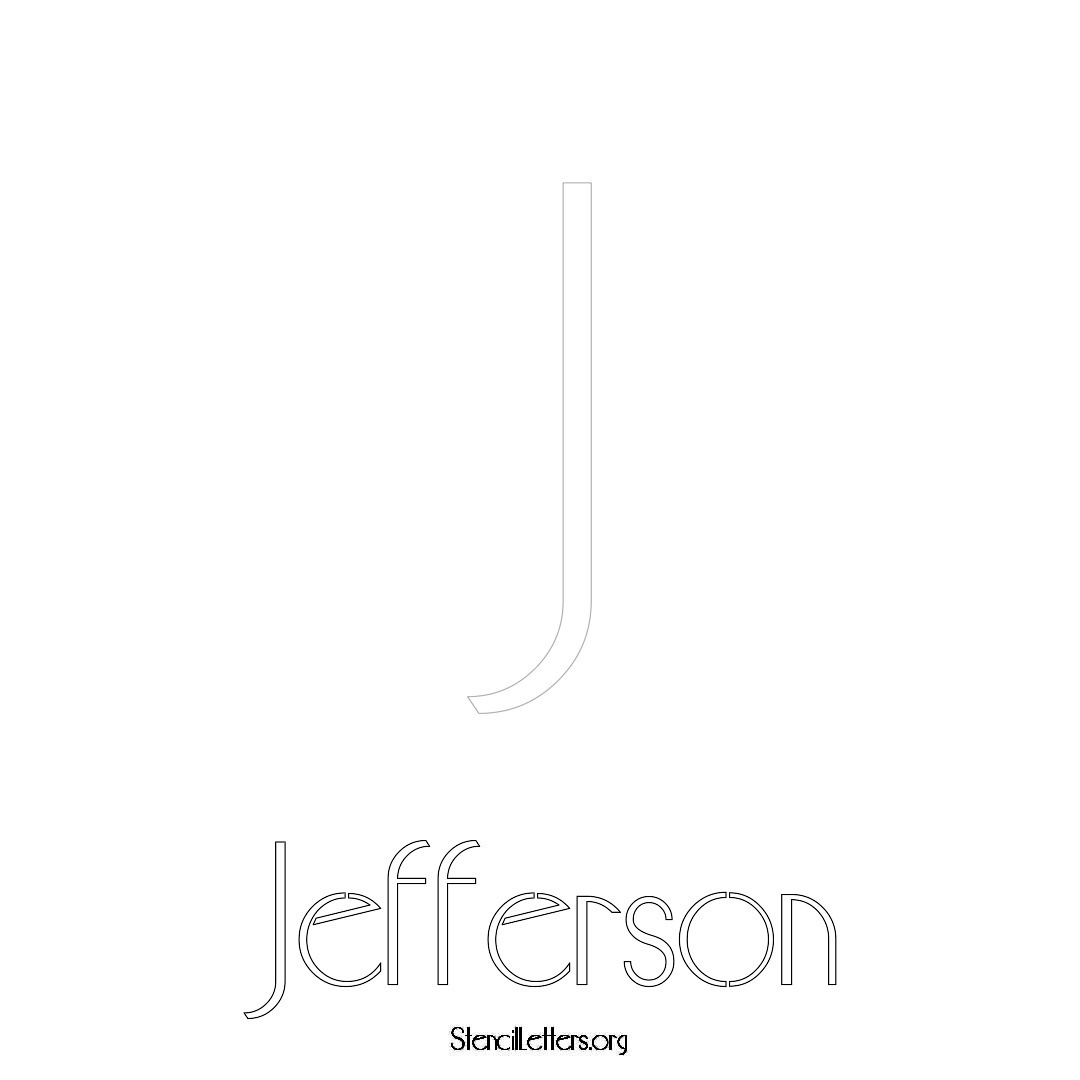 Jefferson printable name initial stencil in Art Deco Lettering