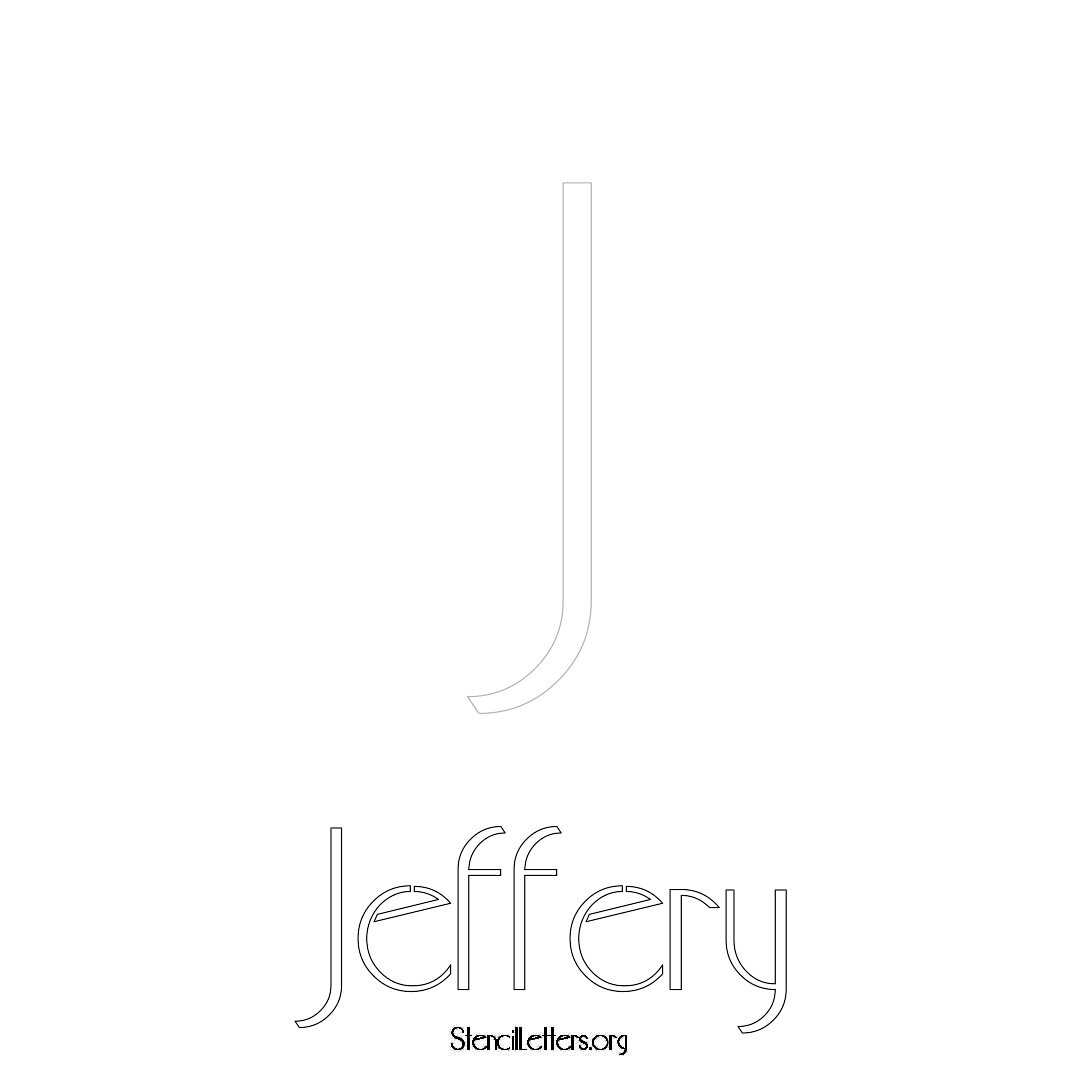 Jeffery printable name initial stencil in Art Deco Lettering