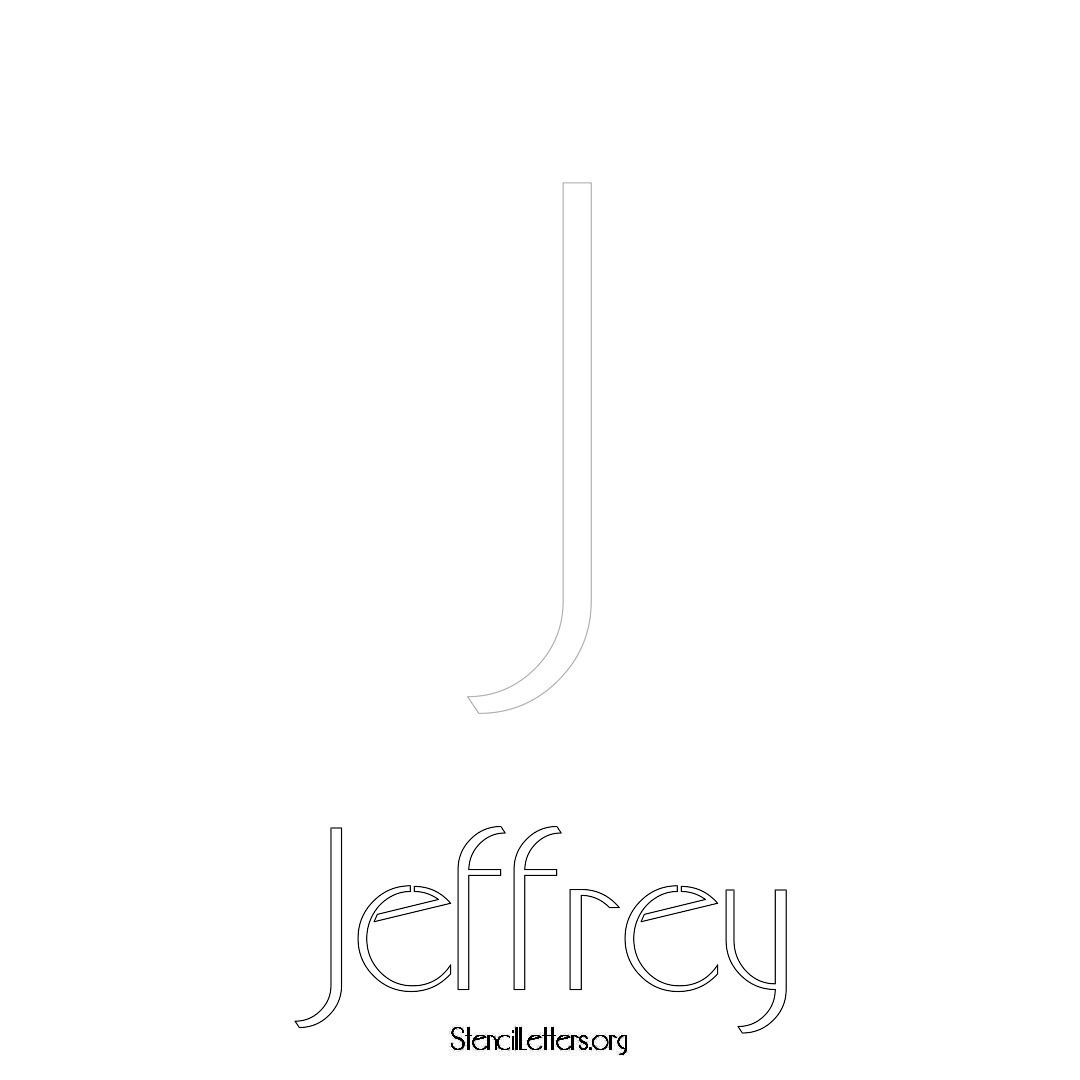 Jeffrey printable name initial stencil in Art Deco Lettering