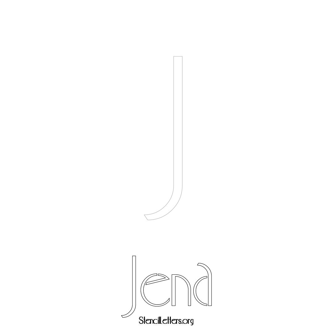 Jena printable name initial stencil in Art Deco Lettering