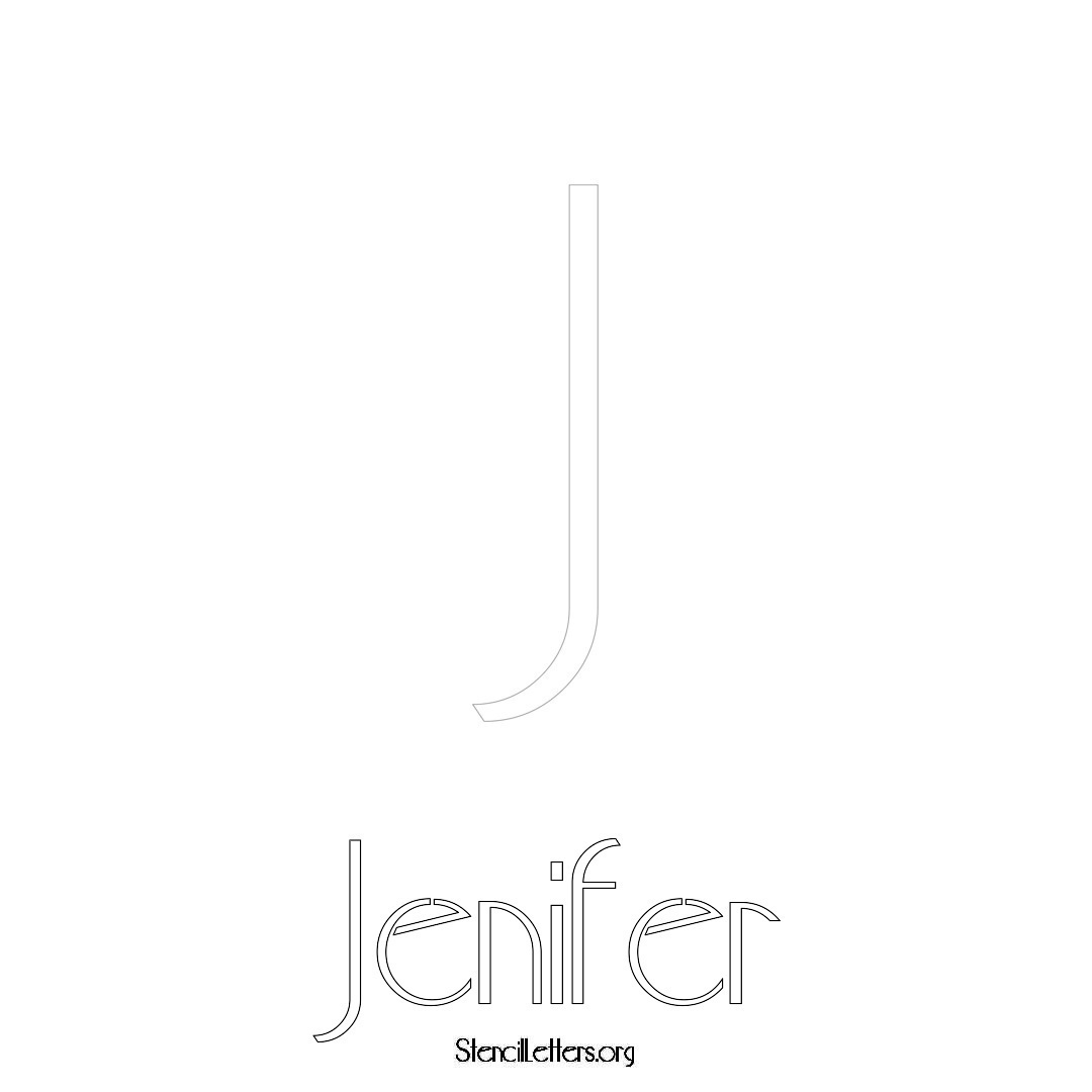 Jenifer printable name initial stencil in Art Deco Lettering