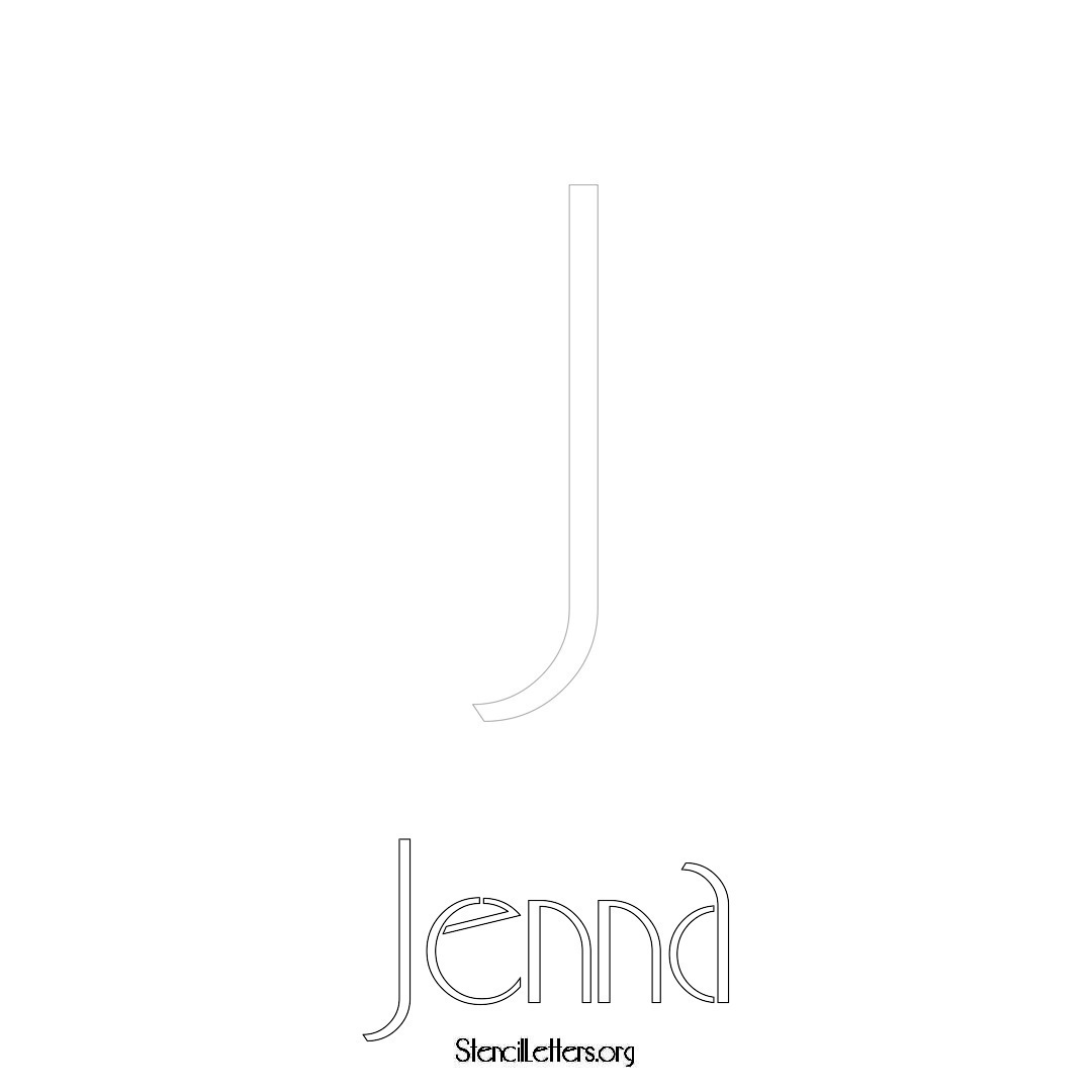 Jenna printable name initial stencil in Art Deco Lettering