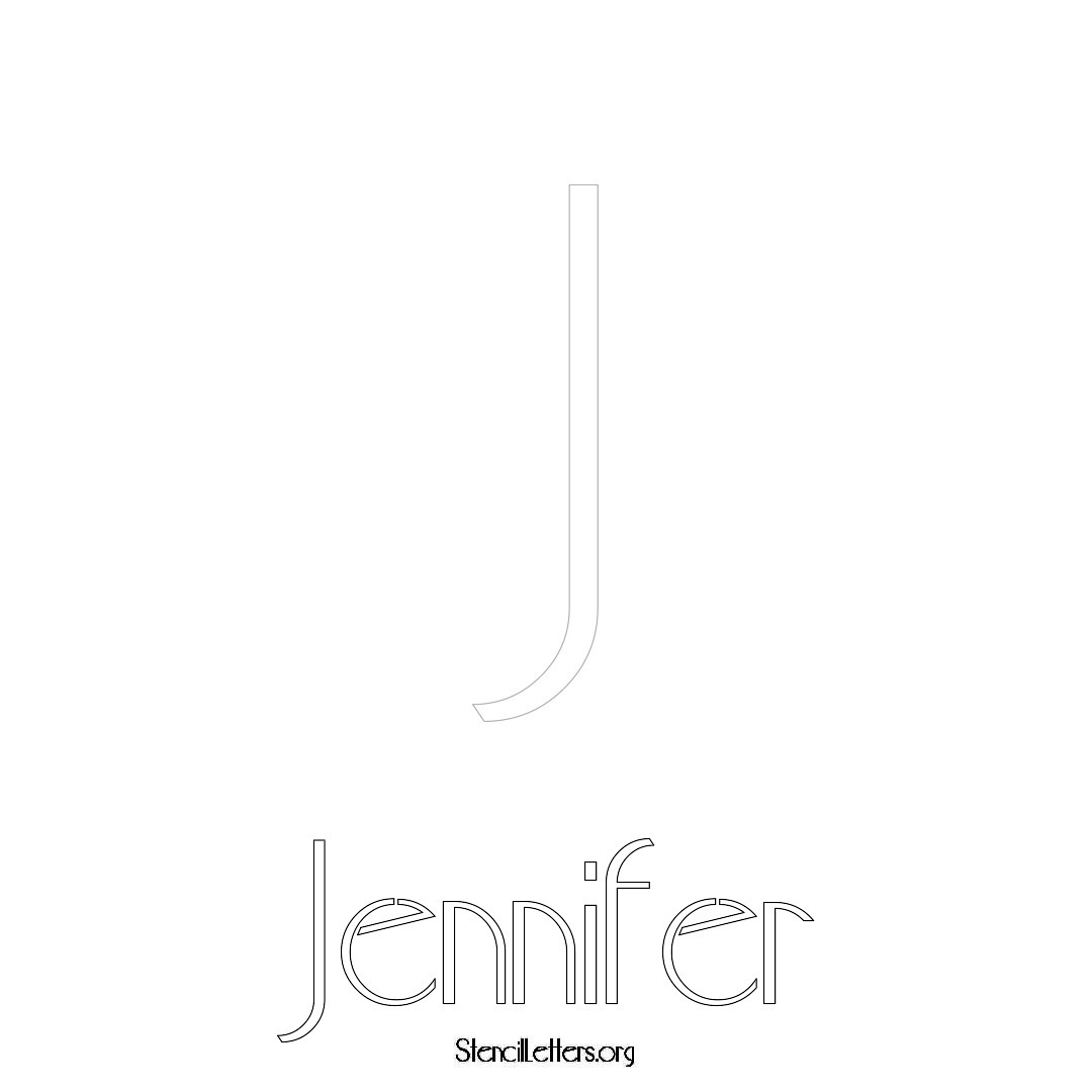 Jennifer printable name initial stencil in Art Deco Lettering