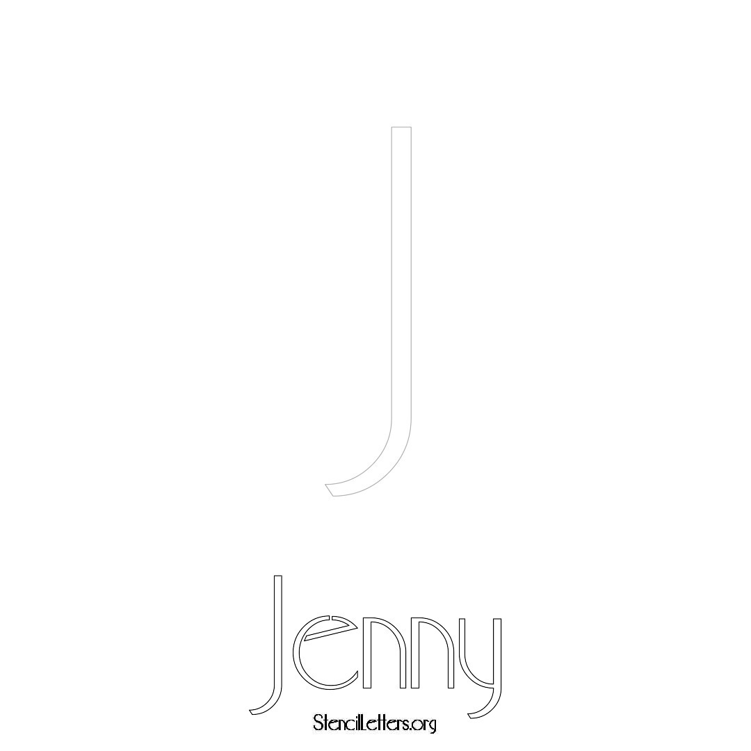 Jenny printable name initial stencil in Art Deco Lettering