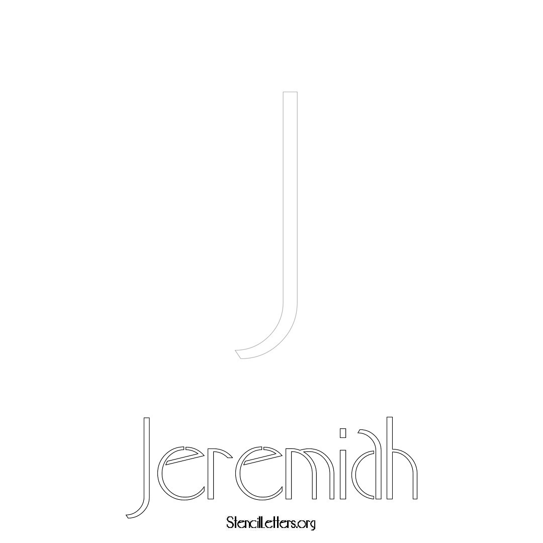 Jeremiah printable name initial stencil in Art Deco Lettering