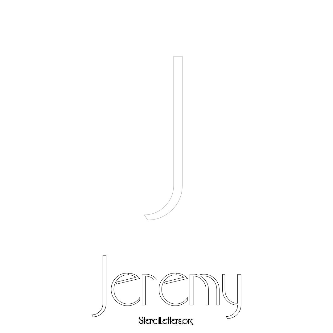 Jeremy printable name initial stencil in Art Deco Lettering