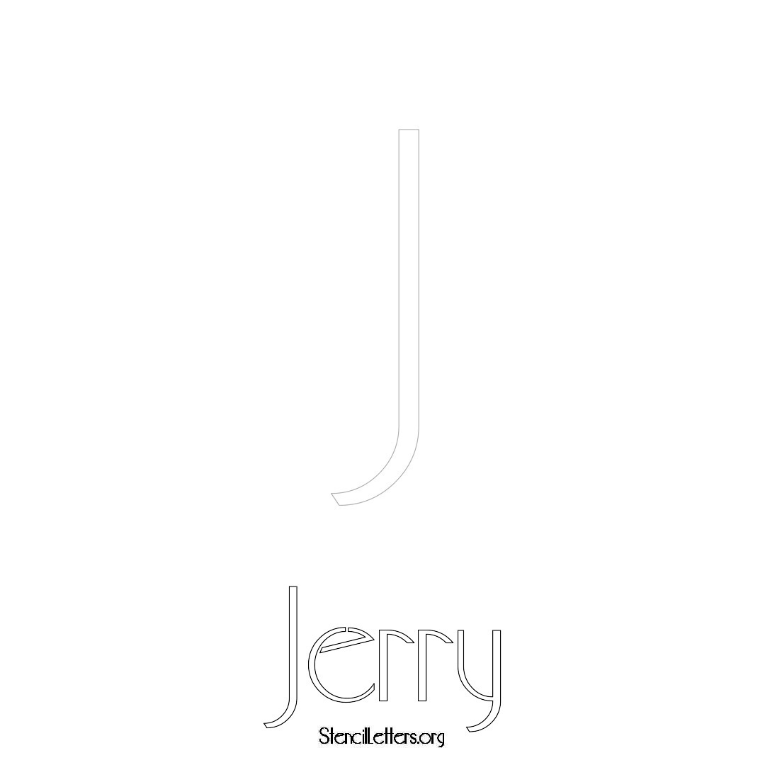 Jerry printable name initial stencil in Art Deco Lettering