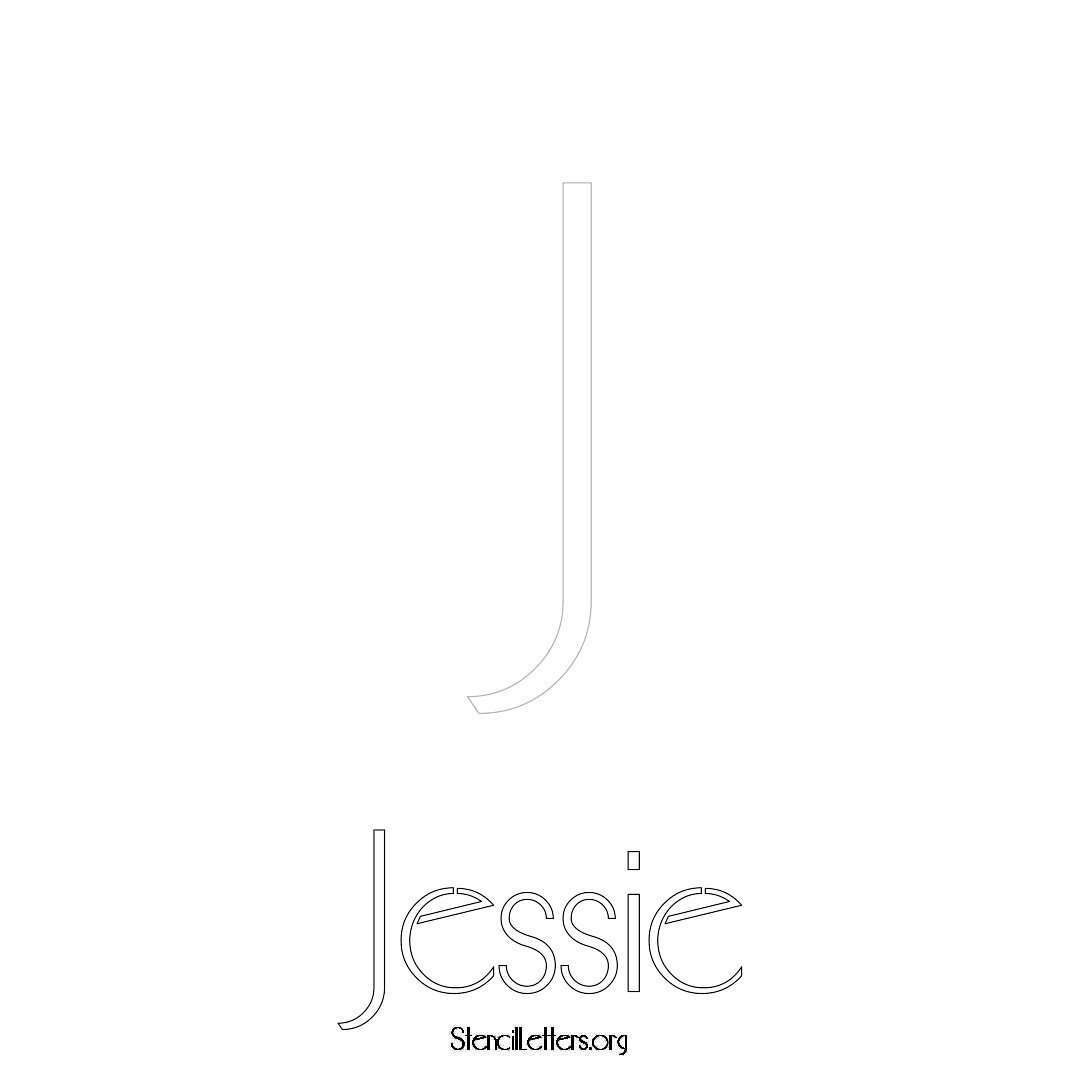 Jessie printable name initial stencil in Art Deco Lettering