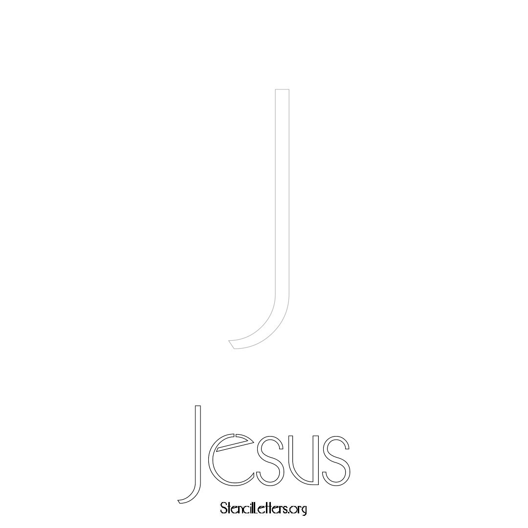 Jesus printable name initial stencil in Art Deco Lettering