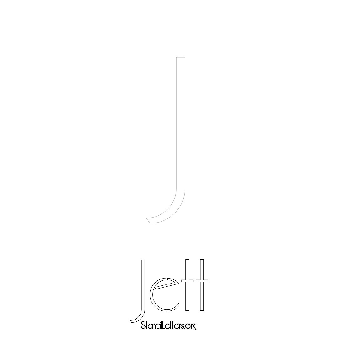 Jett printable name initial stencil in Art Deco Lettering