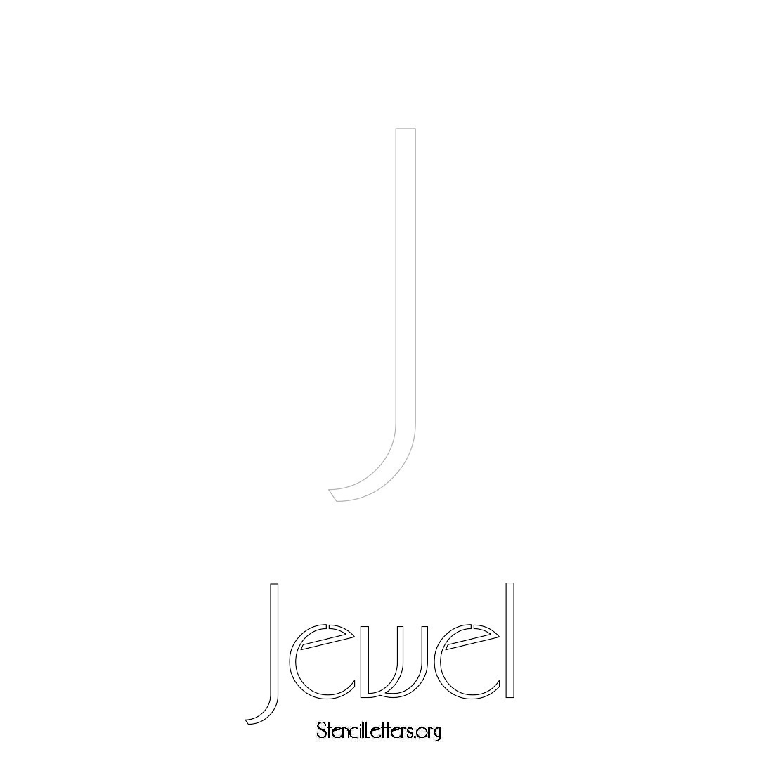 Jewel printable name initial stencil in Art Deco Lettering