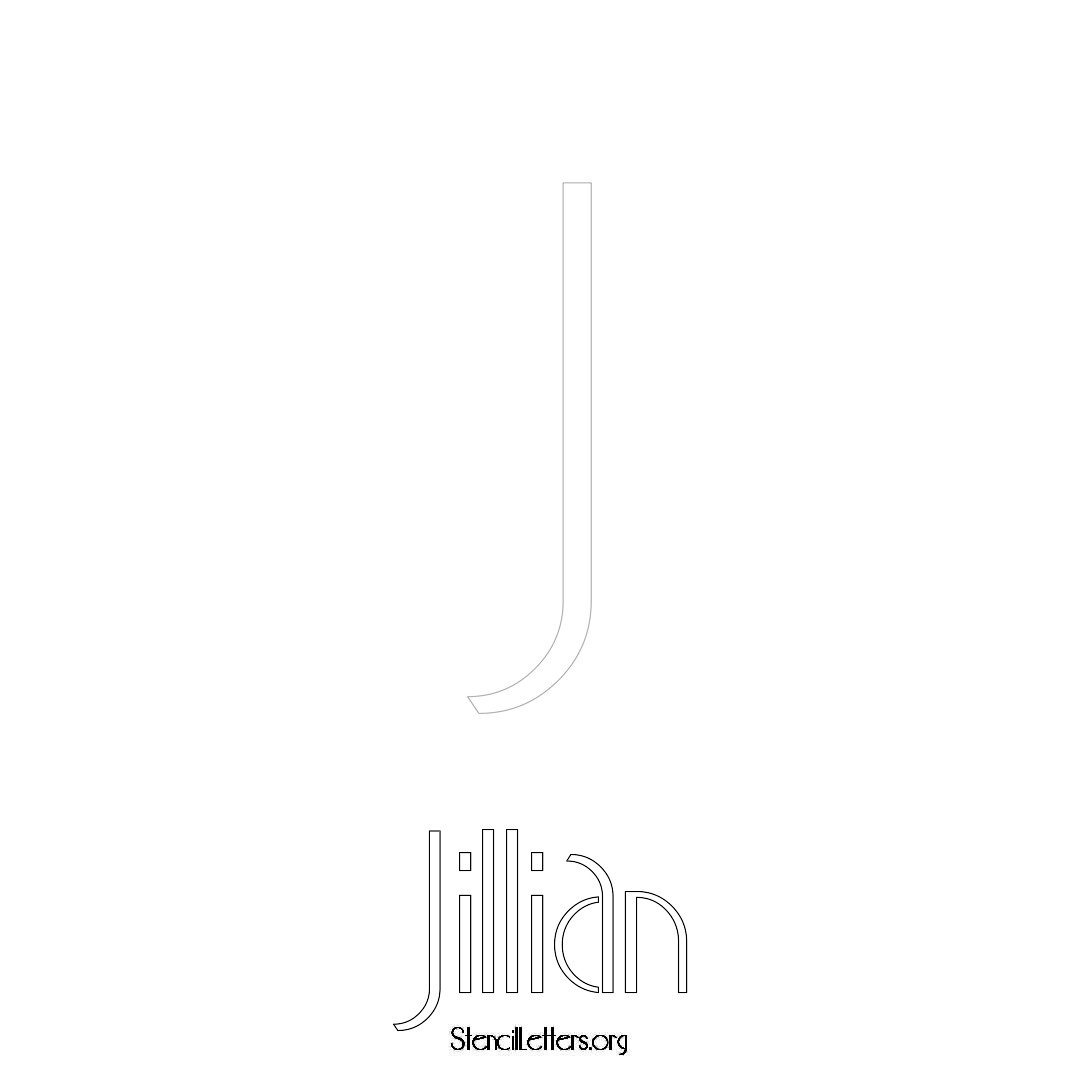 Jillian printable name initial stencil in Art Deco Lettering