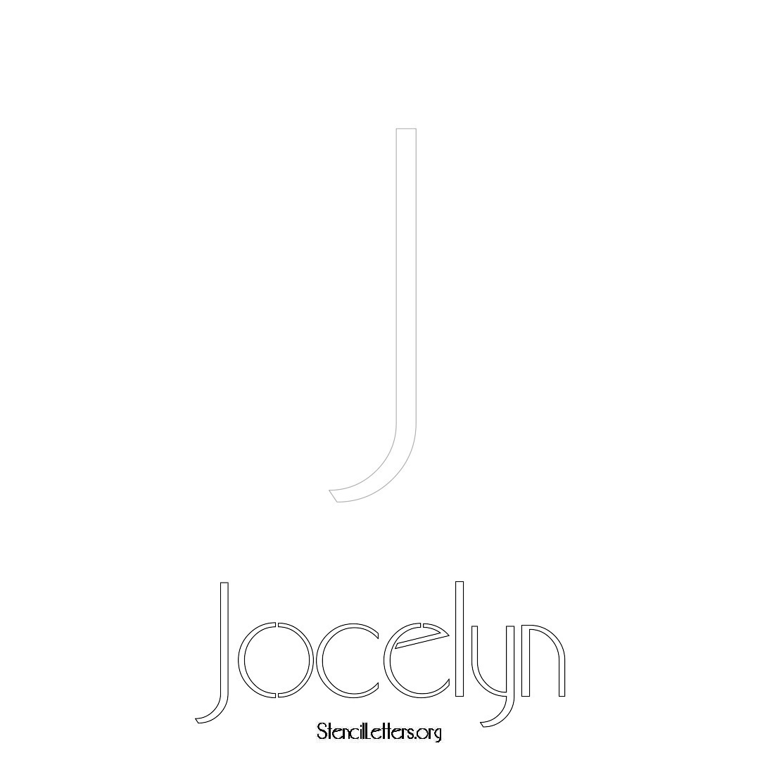 Jocelyn printable name initial stencil in Art Deco Lettering